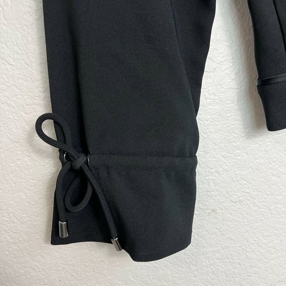 H by Halston Zip Front Bomber Jacket Size 4 Drawstring Sleeves Black A350234 - Picture 7 of 12